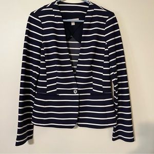 Banana Republic one button navy and white striped blazer. Size 4